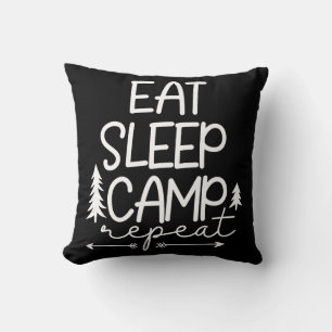 Eat Sleep Camp Wiederholung Funny Kissen
