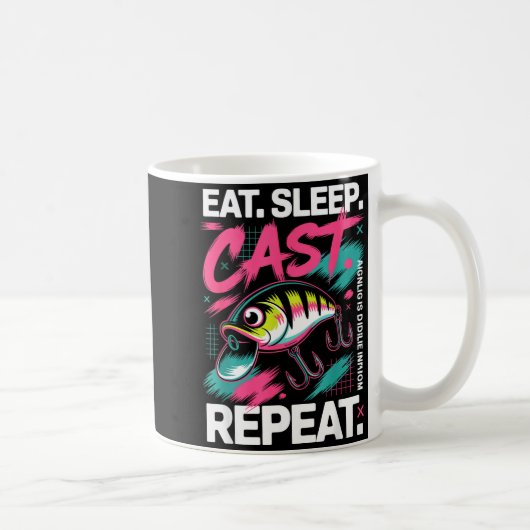 Eat Sleep Cast Repeat Fishing Lover Men Dad Christ Kaffeetasse (Rechts)