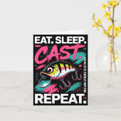 Eat Sleep Cast Repeat Fishing Lover Men Dad Christ Karte (Gelbe Blume)