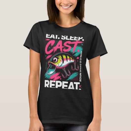 Eat Sleep Cast Repeat Fishing Lover Men Dad Christ T-Shirt (Vorderseite)
