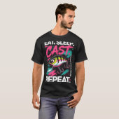 Eat Sleep Cast Repeat Fishing Lover Men Dad Christ T-Shirt (Vorne ganz)