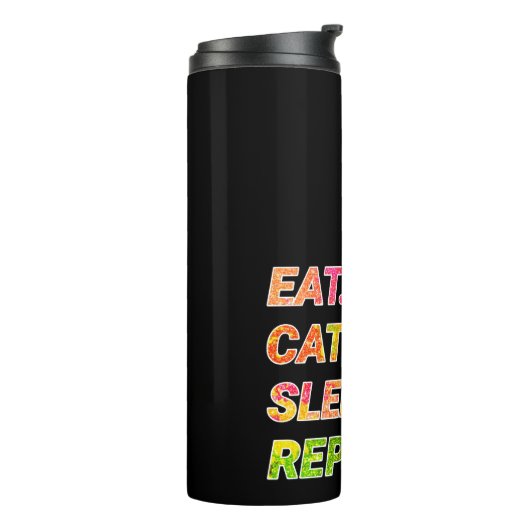 Eat, Sleep, Cats, Repeat Thermosbecher (Nach links gedreht)