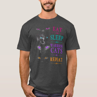 Eat Sleep Cats Wiederholen Funny Cat Warrior lusti T-Shirt