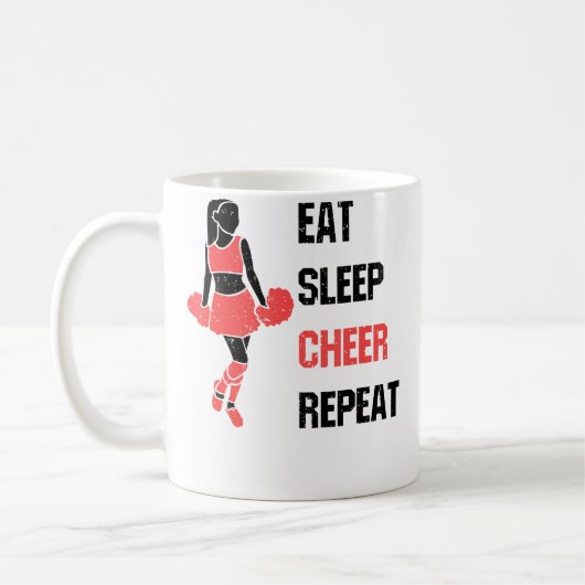 Eat Sleep Cheer Repeat Cheerleading Coach Kaffeetasse (Links)