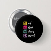 Eat Sleep Cheer Wiederholung Cheerleader Cheerlead Button (Vorne & Hinten)
