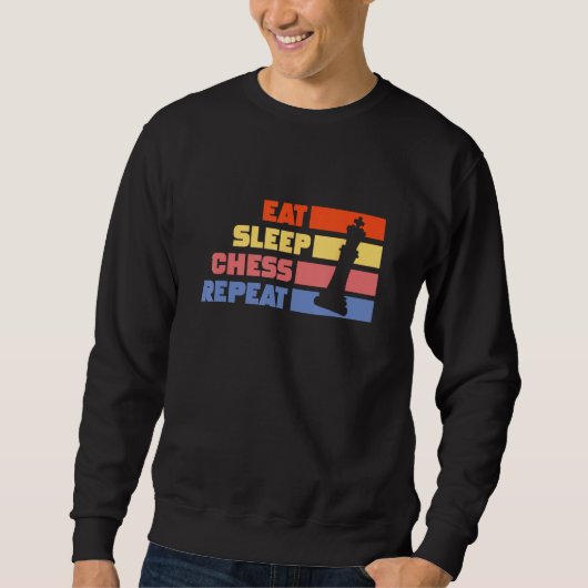 Eat Sleep Chess Repeat Chess Player Pun Quote Sweatshirt (Vorderseite)