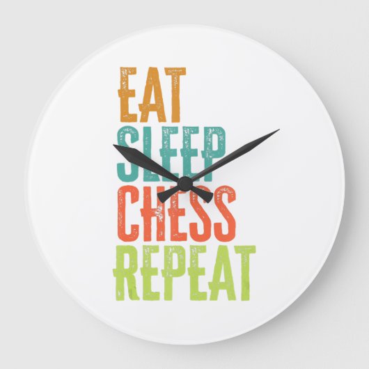 eat Sleep Chess Repeat Master Coach Legend Große Wanduhr (Vorderseite)