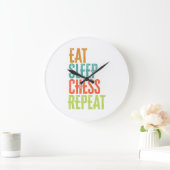 eat Sleep Chess Repeat Master Coach Legend Große Wanduhr (Zuhause)