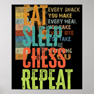 eat Sleep Chess Repeat Master Coach Legend Poster