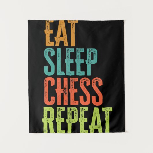 eat Sleep Chess Repeat Master Coach Legend Wandteppich (Vorderseite)