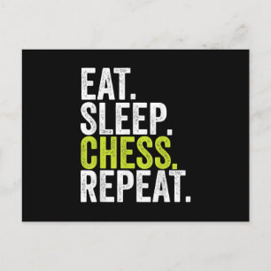 Eat Sleep Chess Repeat Spieler Brett Kinder Junge  Ankündigungspostkarte