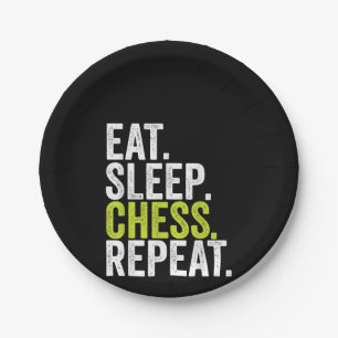 Eat Sleep Chess Repeat Spieler Brett Kinder Junge Pappteller