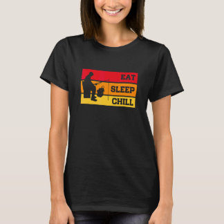 Eat Sleep Chill Wiederholung Eisfischerei Fischere T-Shirt