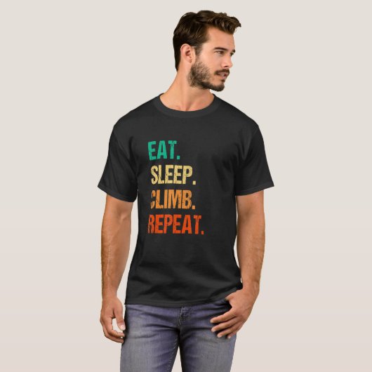Eat Sleep Climb Repeat Rock Boulder Bouldering Roc T-Shirt (Vorne ganz)