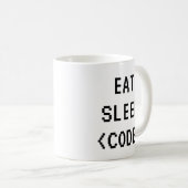 EAT SLEEP CODE Funny Quote Tasse für Programmierer (VorderseiteRechts)