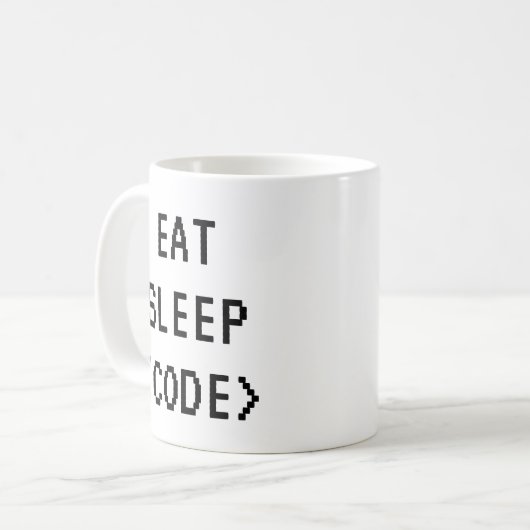 EAT SLEEP CODE Funny Quote Tasse für Programmierer (Vorderseite Links)