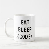 EAT SLEEP CODE Funny Quote Tasse für Programmierer (Links)