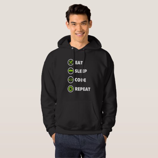 Eat Sleep Code Repeat Coding Coder Programmer Hoodie (Vorne ganz)
