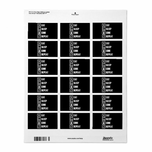 Eat Sleep Code Repeat Coding Programming Engineer Adressaufkleber (Vorne)