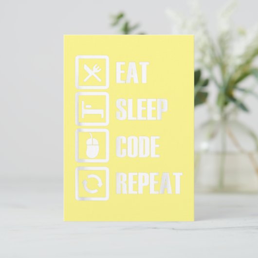 Eat Sleep Code Repeat Coding Programming Engineer Dankeskarte (Stehend Vorderseite)