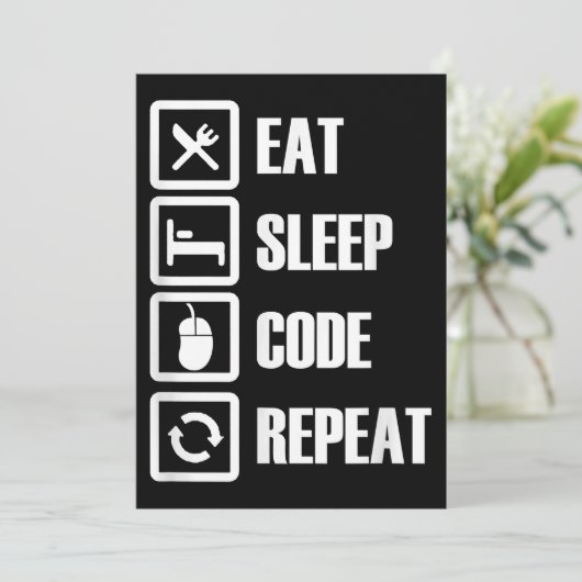 Eat Sleep Code Repeat Coding Programming Engineer Dankeskarte (Stehend Vorderseite)