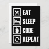 Eat Sleep Code Repeat Coding Programming Engineer Dankeskarte (Vorne/Hinten)