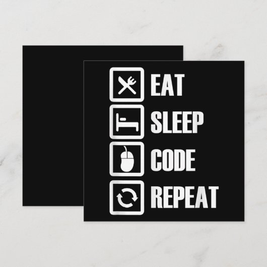 Eat Sleep Code Repeat Coding Programming Engineer Einladung (Vorne/Hinten)