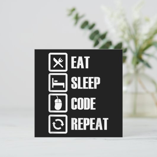 Eat Sleep Code Repeat Coding Programming Engineer Einladung (Stehend Vorderseite)