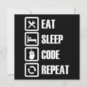 Eat Sleep Code Repeat Coding Programming Engineer Einladung (Vorderseite)