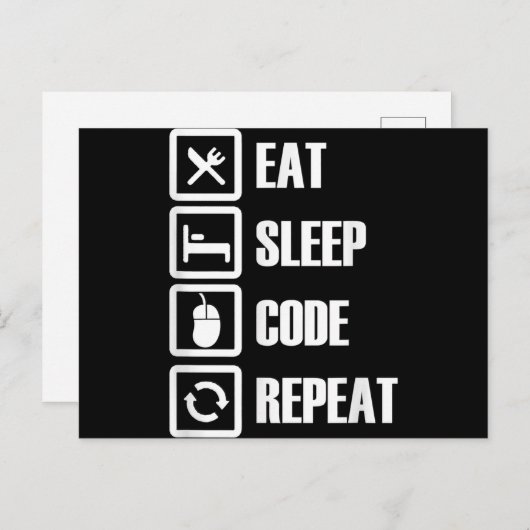 Eat Sleep Code Repeat Coding Programming Engineer Einladungspostkarte (Vorne/Hinten)