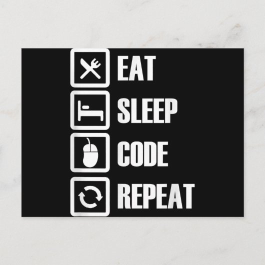 Eat Sleep Code Repeat Coding Programming Engineer Einladungspostkarte (Vorderseite)