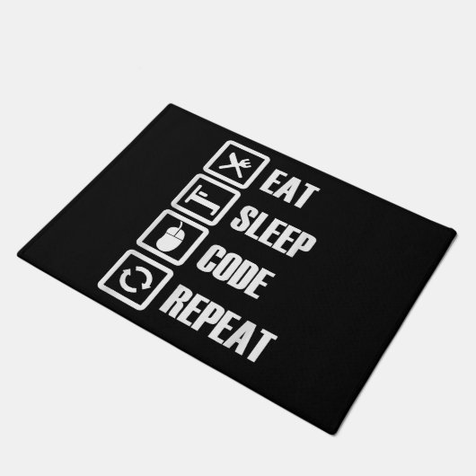 Eat Sleep Code Repeat Coding Programming Engineer Fußmatte (Schrägansicht)