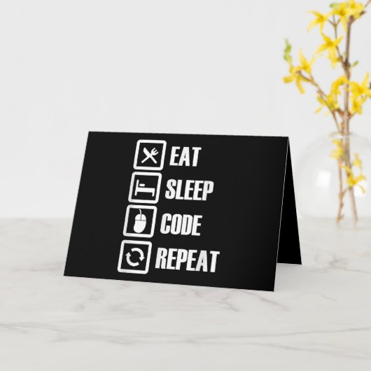 Eat Sleep Code Repeat Coding Programming Engineer Karte (Gelbe Blume)