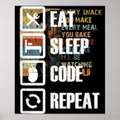 Eat Sleep Code Repeat Coding Programming Engineer Poster (Vorne)
