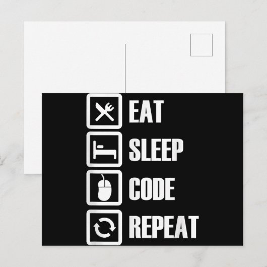 Eat Sleep Code Repeat Coding Programming Engineer Postkarte (Vorne/Hinten)