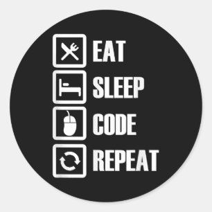 Eat Sleep Code Repeat Coding Programming Engineer Runder Aufkleber