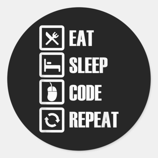 Eat Sleep Code Repeat Coding Programming Engineer Runder Aufkleber (Vorderseite)