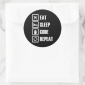 Eat Sleep Code Repeat Coding Programming Engineer Runder Aufkleber (Tasche)