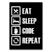 Eat Sleep Code Repeat Coding Programming Engineer Tischnummer (Vorderseite)