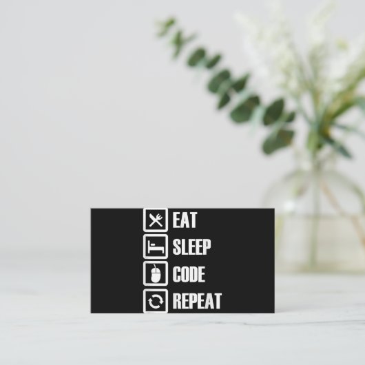 Eat Sleep Code Repeat Coding Programming Engineer Visitenkarte (Stehend Vorderseite)