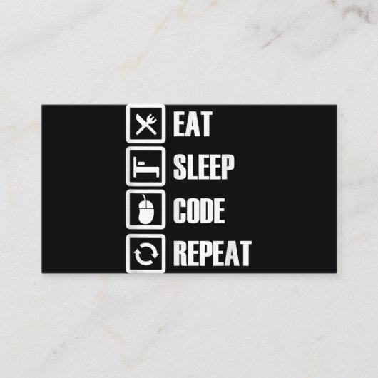 Eat Sleep Code Repeat Coding Programming Engineer Visitenkarte (Vorderseite)