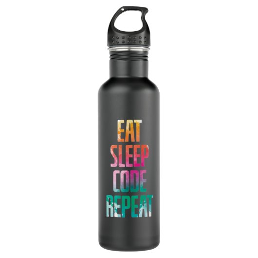 Eat Sleep Code Repeat Edelstahlflasche (Vorderseite)