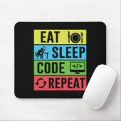 Eat Sleep Code Repeat Funny Programming Back To Sc Mousepad (Mit Mouse)