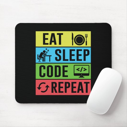 Eat Sleep Code Repeat Funny Programming Back To Sc Mousepad (Mit Mouse)