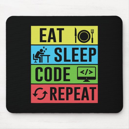 Eat Sleep Code Repeat Funny Programming Back To Sc Mousepad (Vorne)