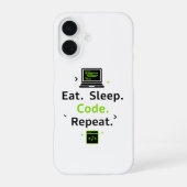 Eat Sleep Code Repeat iPhone Case 16 Hülle (Rückseite)