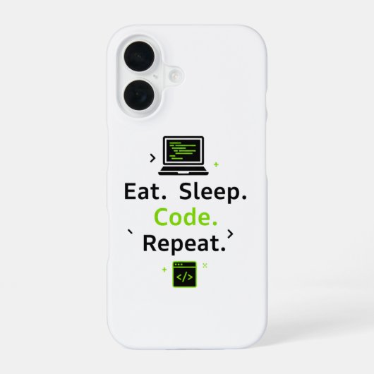 Eat Sleep Code Repeat iPhone Case 16 Hülle (Rückseite)