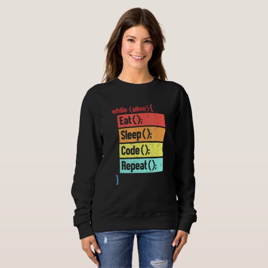 Eat Sleep Code Repeat Software Engineer Developer Sweatshirt (Vorne ganz)