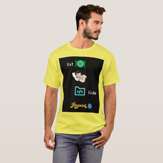 Eat Sleep Code Repeat T-Shirt - Lustiges Programmi (Vorne ganz)