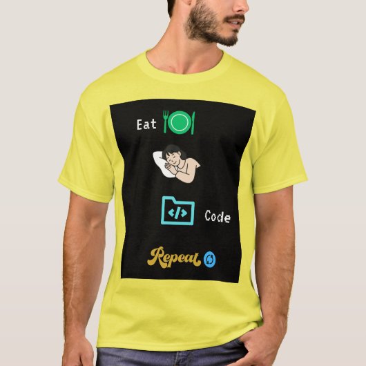 Eat Sleep Code Repeat T-Shirt - Lustiges Programmi (Vorderseite)